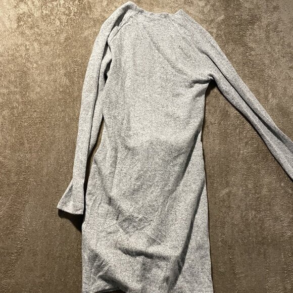 Free People Dress Womens XS Ginger Heather Gray Cozy  Tie Front Vneck Long Slv - Picture 4 of 7